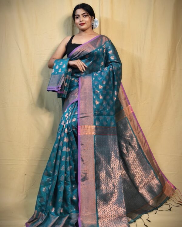 Banarasi Design Zari Work Cotton Silk Saree