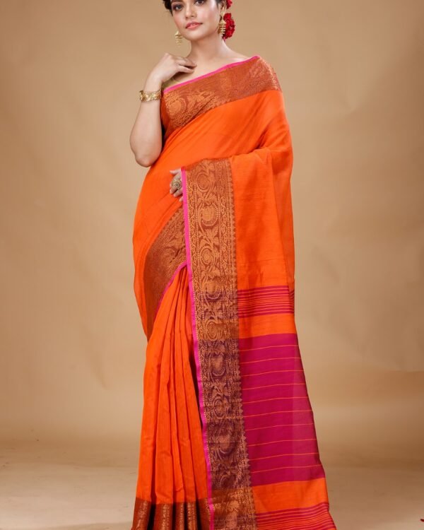 Copper Zari Work Handloom Saree