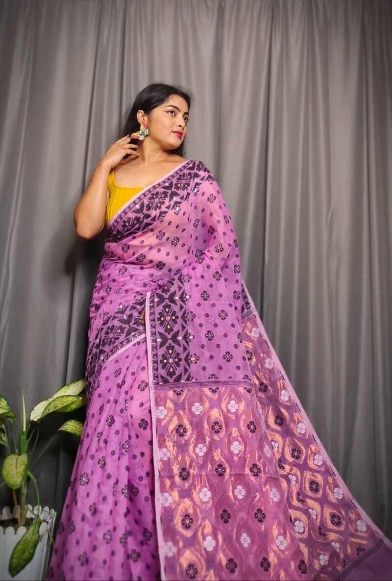 Allover Mina Work Jamdani Saree - Image 3