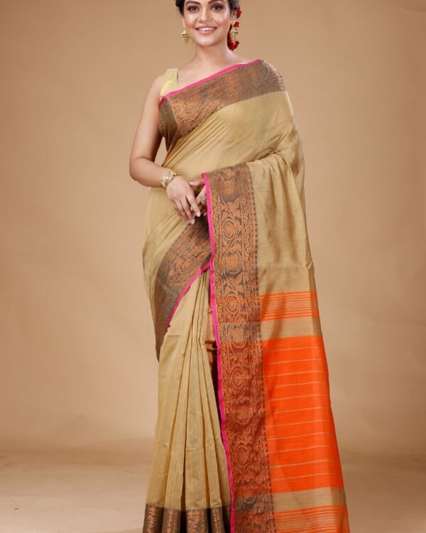 Copper Zari Work Handloom Saree