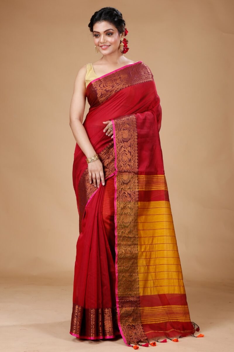 Copper Zari Work Handloom Saree