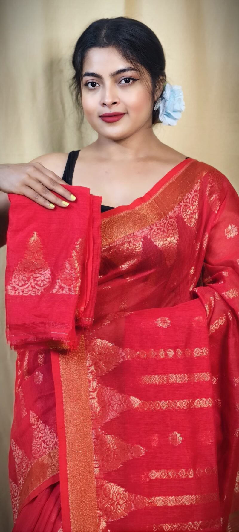 Zari Work Cotton Silk Handloom Saree - Image 3