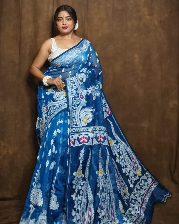 Subholata Soft Blue Jamdani Saree