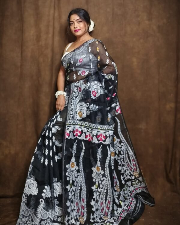 Subholata Soft Black Jamdani Saree