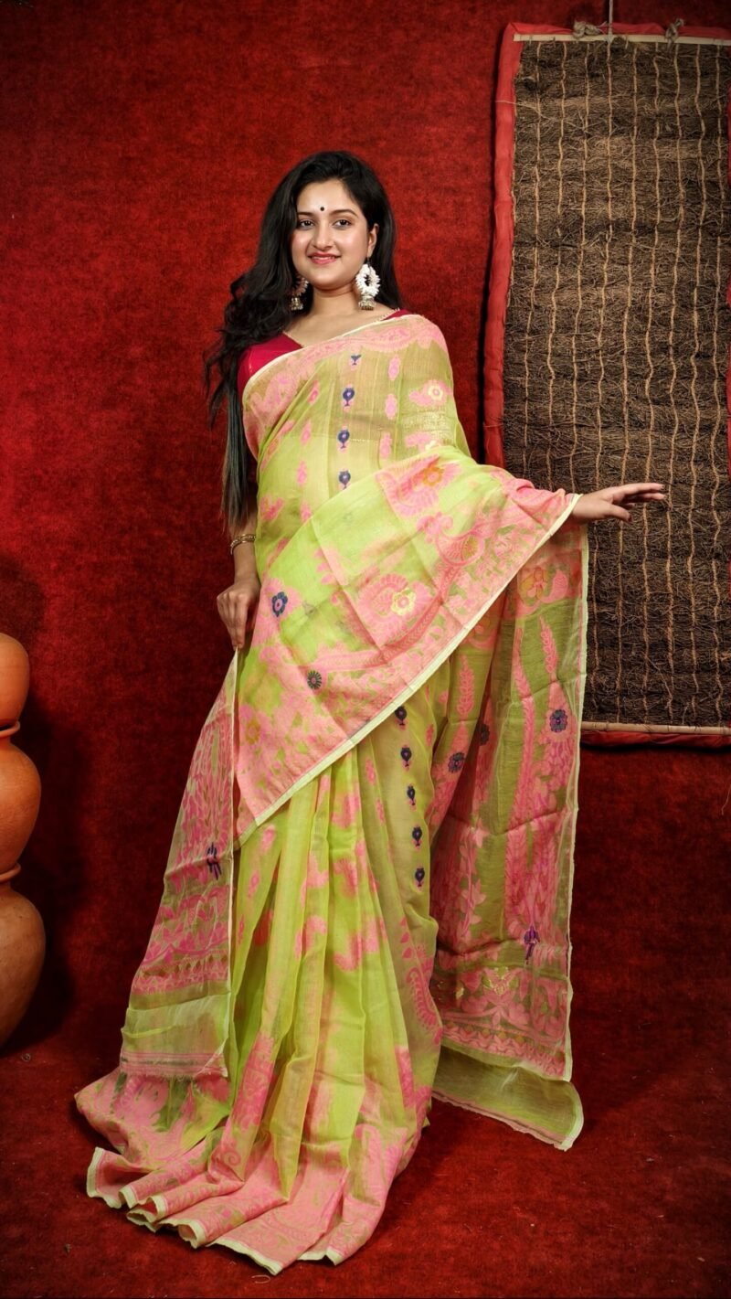 Subholata Soft Light Green Jamdani Saree
