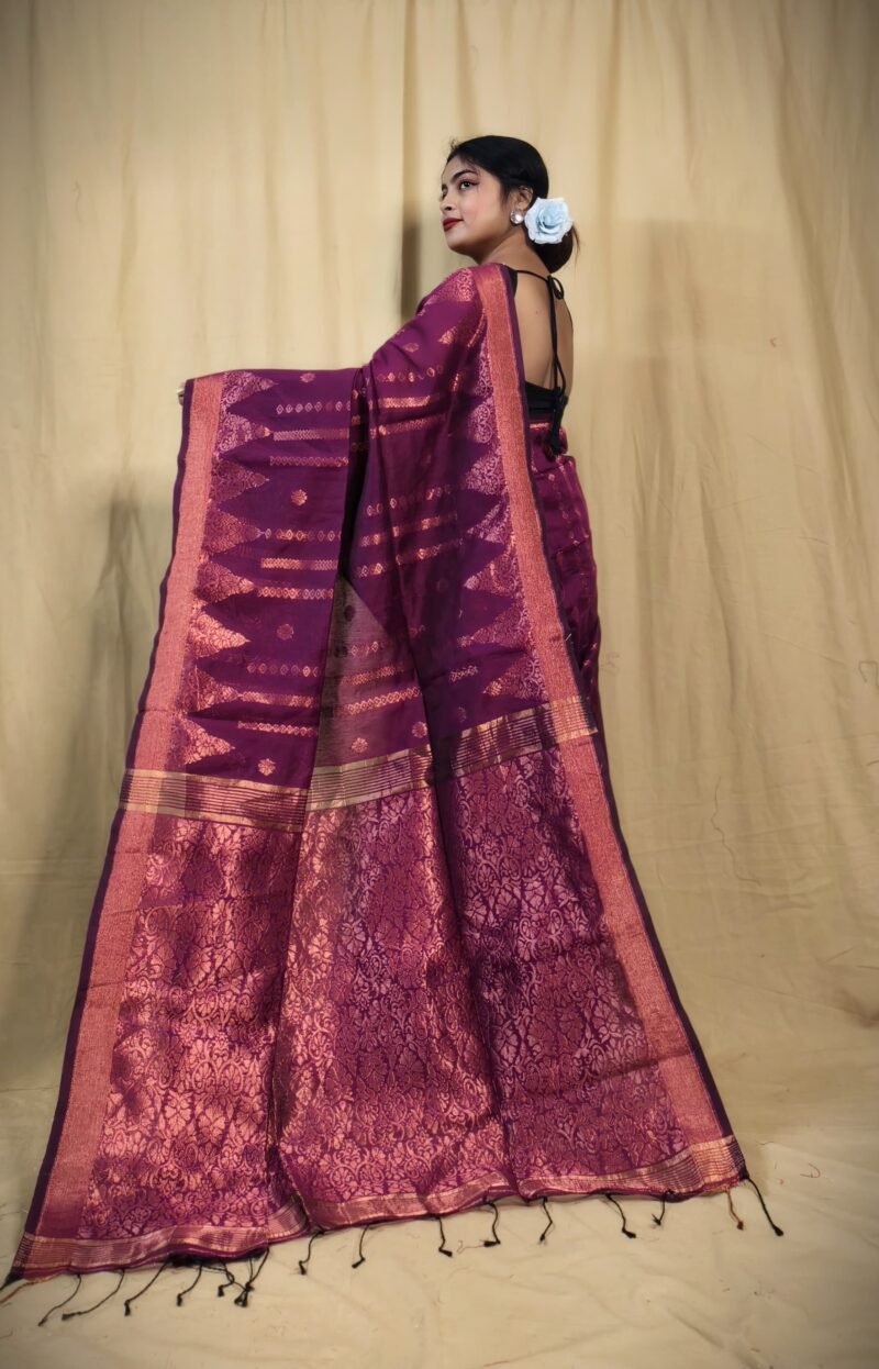 Zari Work Cotton Silk Handloom Saree - Image 2