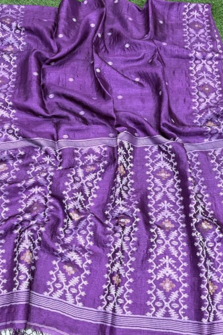 Pure Gachi Tussar Handloom Jamdani Saree