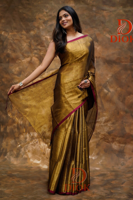 Copper Tissue Silk Saree