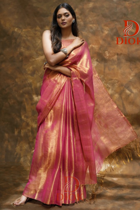 Pink Tissue Silk Saree
