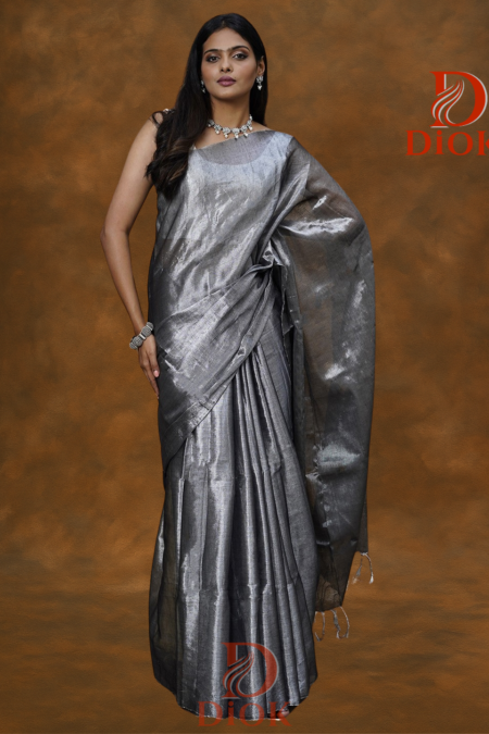 Silver Tissue Silk Saree
