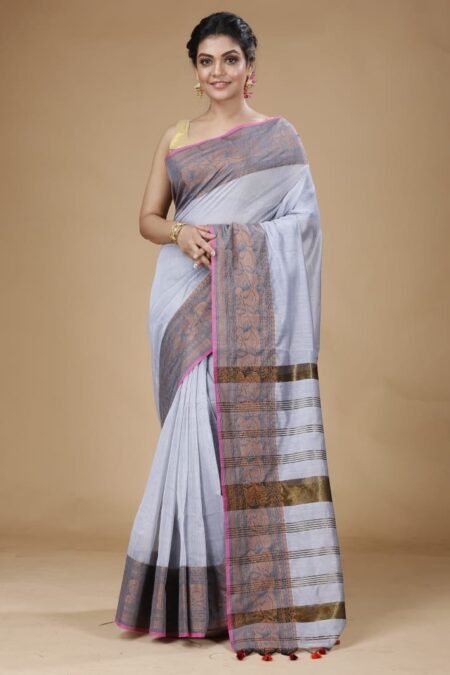 Handloom Copper Zari Work Saree