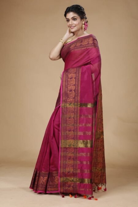Handloom Copper Zari Work Saree