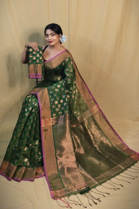 Banarasi Design Zari Work Cotton Silk Saree