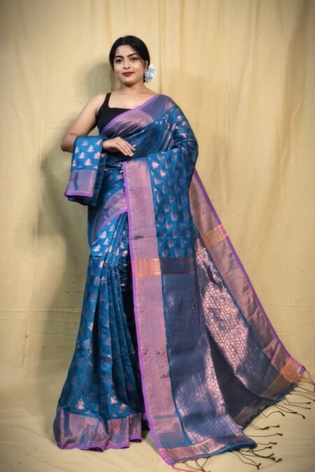 Banarasi Design Zari Work Cotton Silk Saree