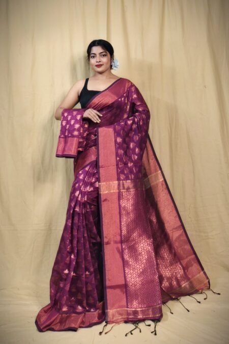 Banarasi Design Zari Work Cotton Silk Saree