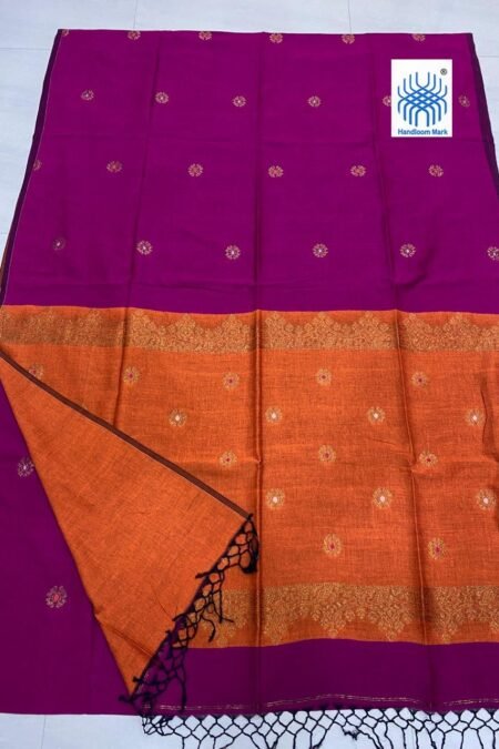 Magenta Pure Cotton Acrylic Handloom Soft Saree