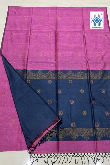 Pink Pure Cotton Acrylic Handloom Soft Saree