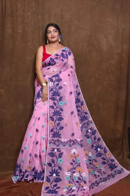 Light Pink Soft Lota Jamdani Sari