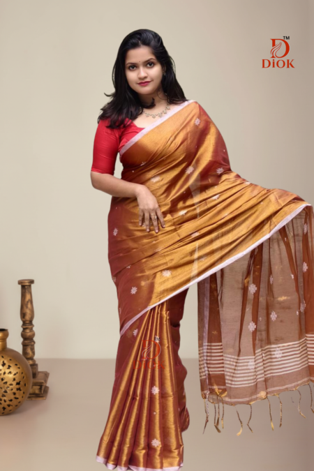 Traditional Soft Rust Gold Saree