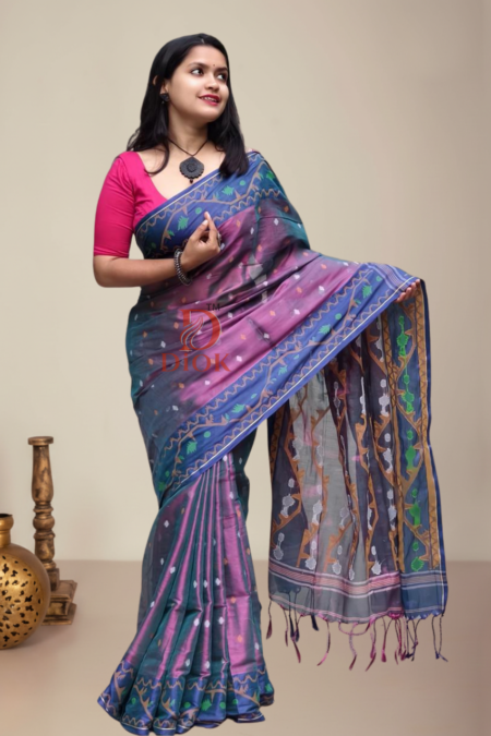 Festive Glow Tissue Jamdani Saree