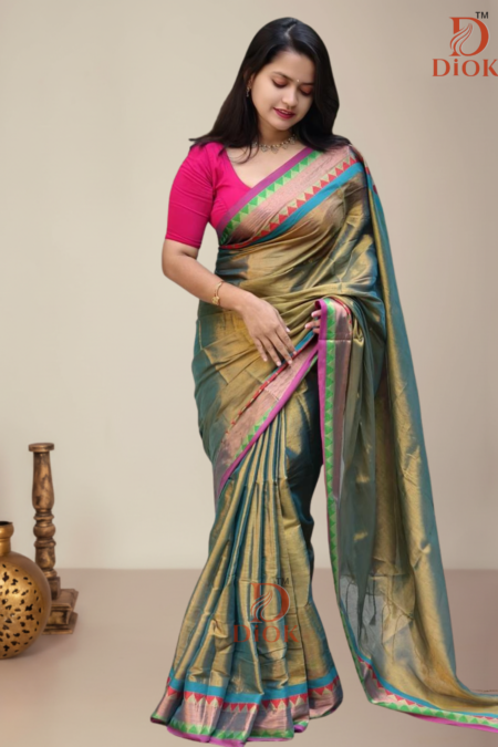 Dual Tone Silk Look Tissue Saree