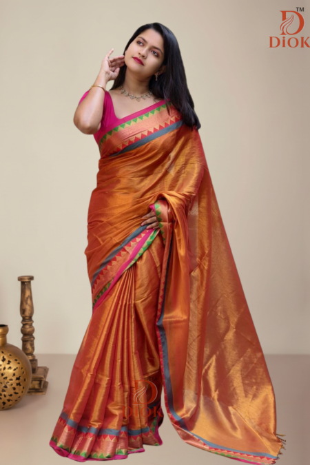 Dual Tone Silk Look Tissue Saree