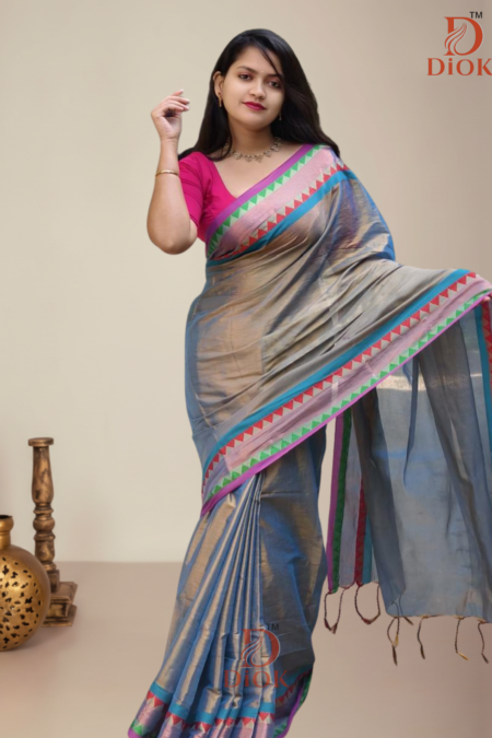 Dual Tone Silk Look Tissue Saree