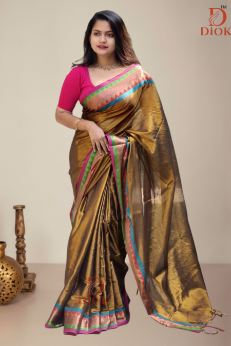 Dual Tone Silk Look Tissue Saree