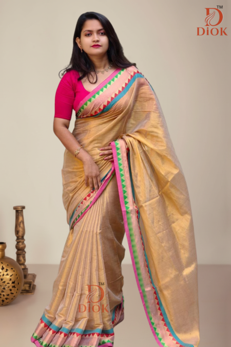 Dual Tone Silk Look Tissue Saree