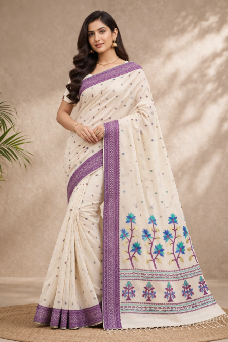 Soft Pure Cotton Jamdani Saree for Women  Comfortable & Stylish