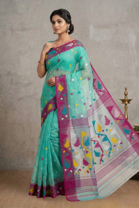 Handcrafted Heritage Resham Muslin Jamdani Saree