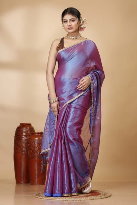 Traditional Raga Tissue Saree with Modern Lace Border Design