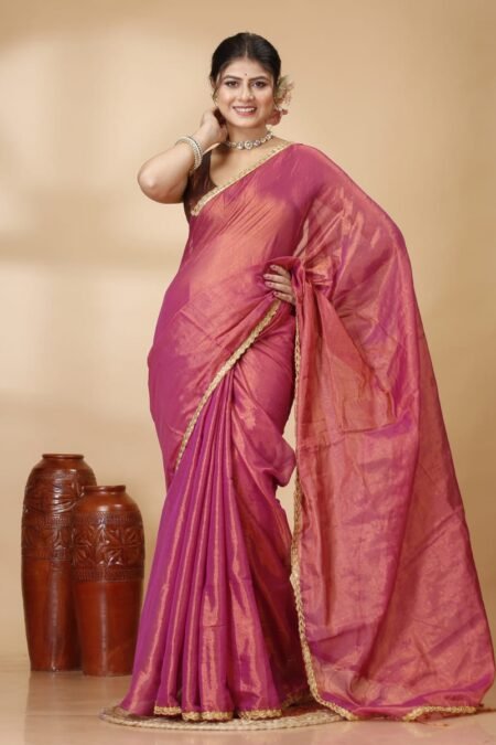 Traditional Raga Tissue Saree with Modern Lace Border Design