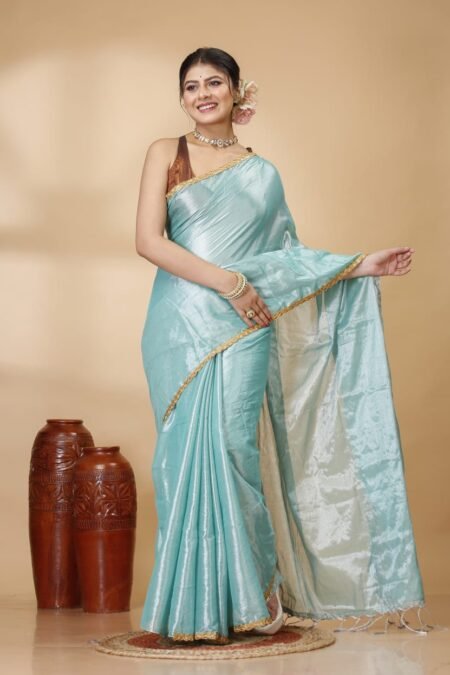 Traditional Raga Tissue Saree with Modern Lace Border Design