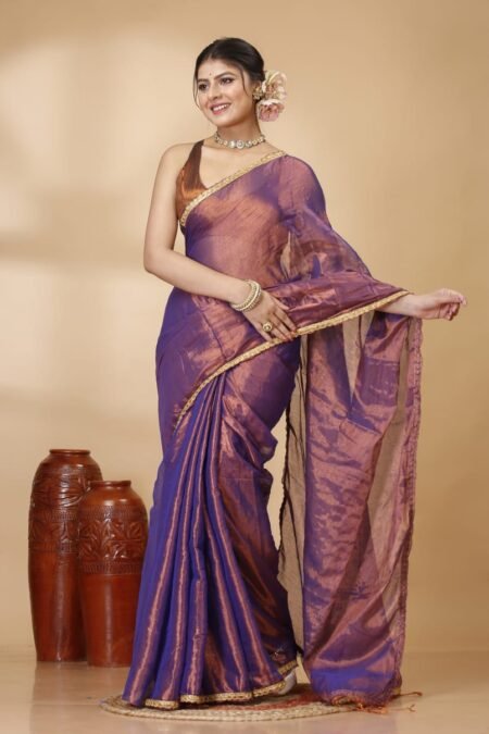 Traditional Raga Tissue Saree with Modern Lace Border Design
