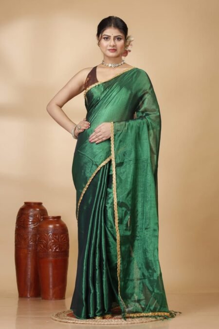 Traditional Raga Tissue Saree with Modern Lace Border Design