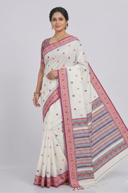 Lightweight Cotton Saree with Classic Pattern Weaving