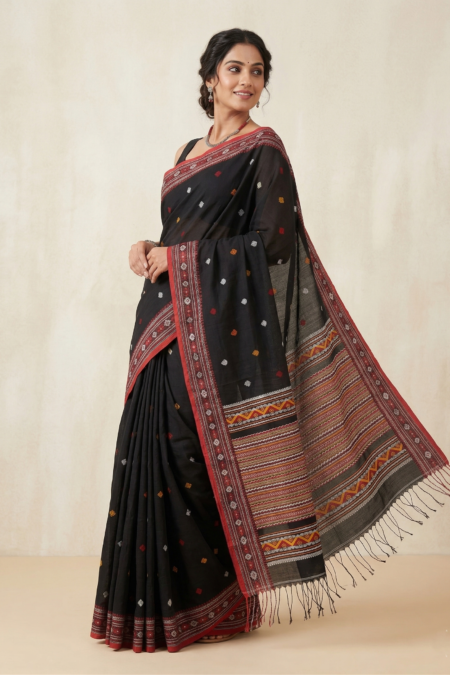 Lightweight Cotton Saree with Classic Pattern Weaving