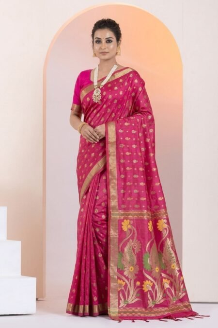 Designer Cotton Saree with Classic Weave Pattern and Decorative Pallu