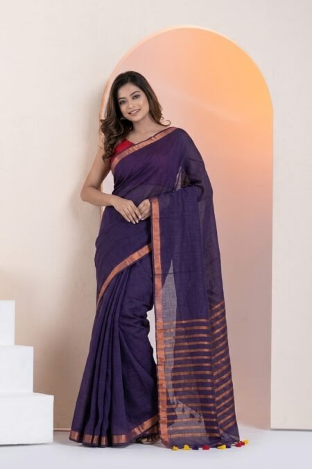 Women Linen Saree for Festive & Casual Wear