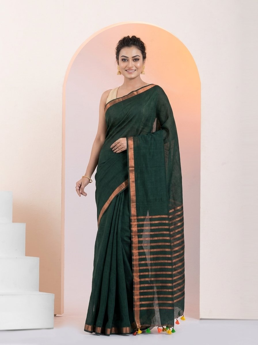 Women Linen Saree for Festive & Casual Wear