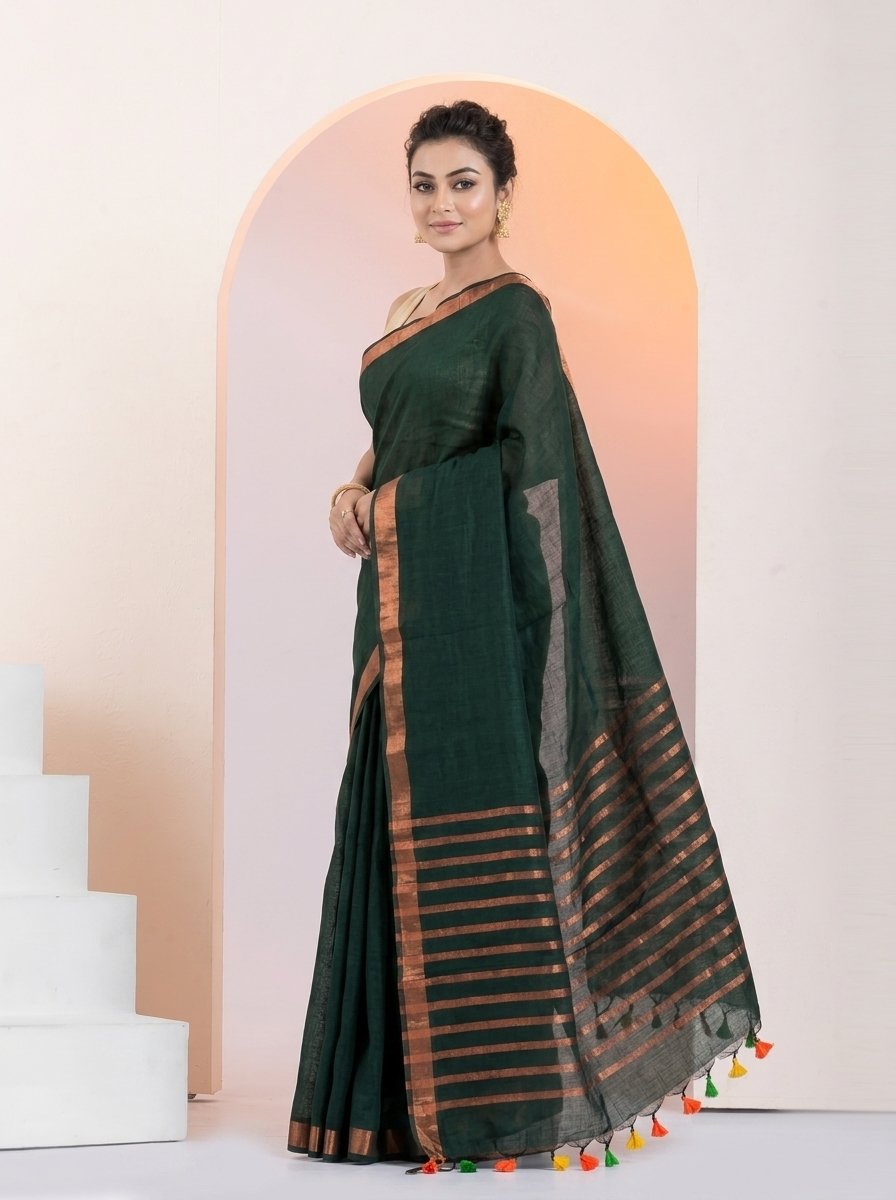 Women Linen Saree for Festive & Casual Wear - Image 5
