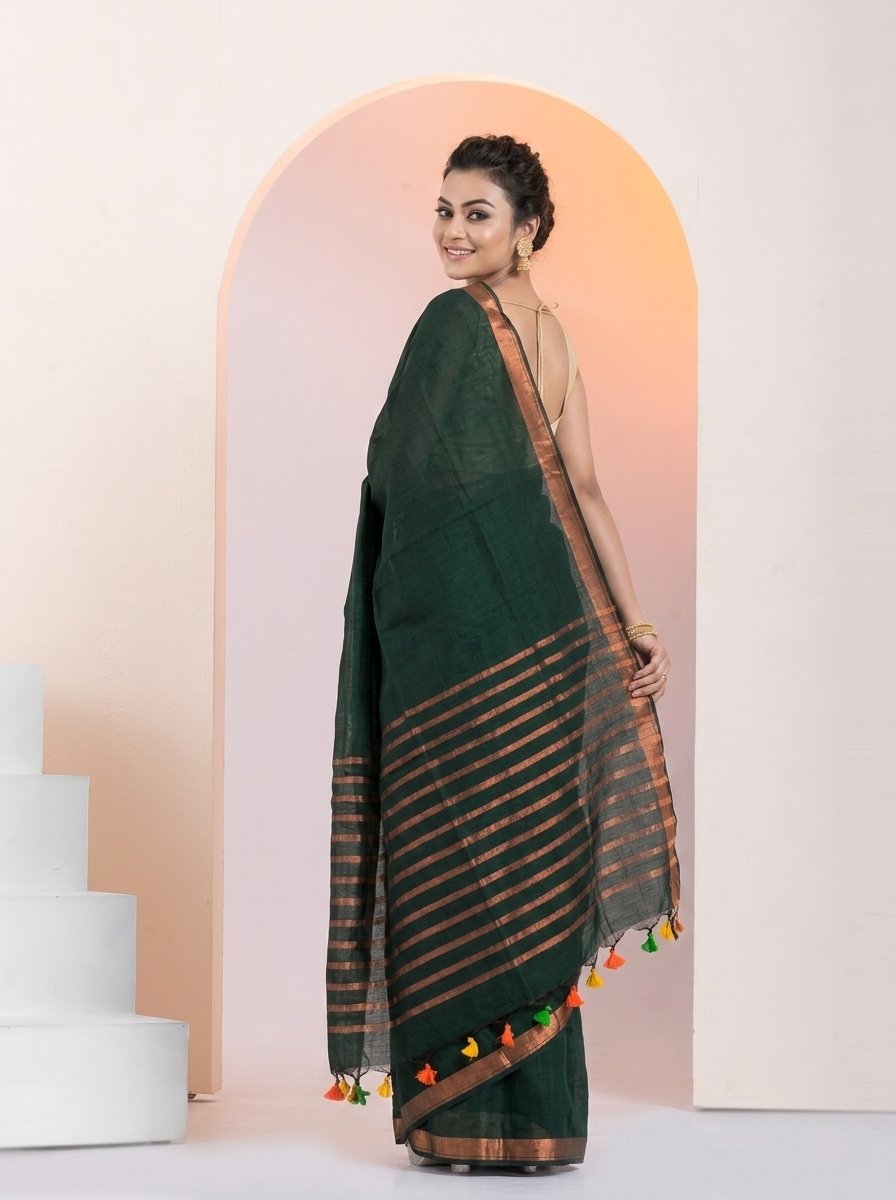Women Linen Saree for Festive & Casual Wear - Image 3