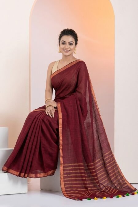 Women Linen Saree for Festive & Casual Wear