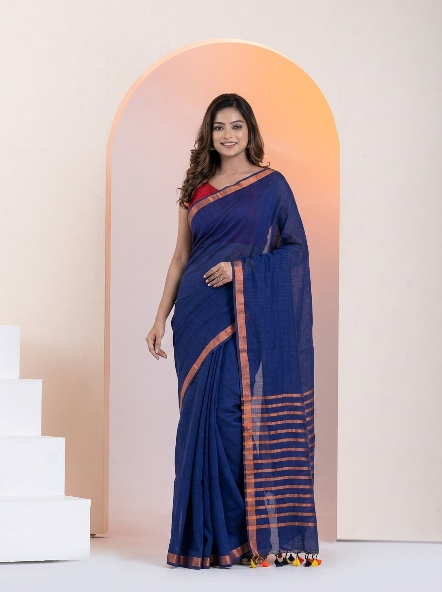 Women Linen Saree for Festive & Casual Wear - Image 4