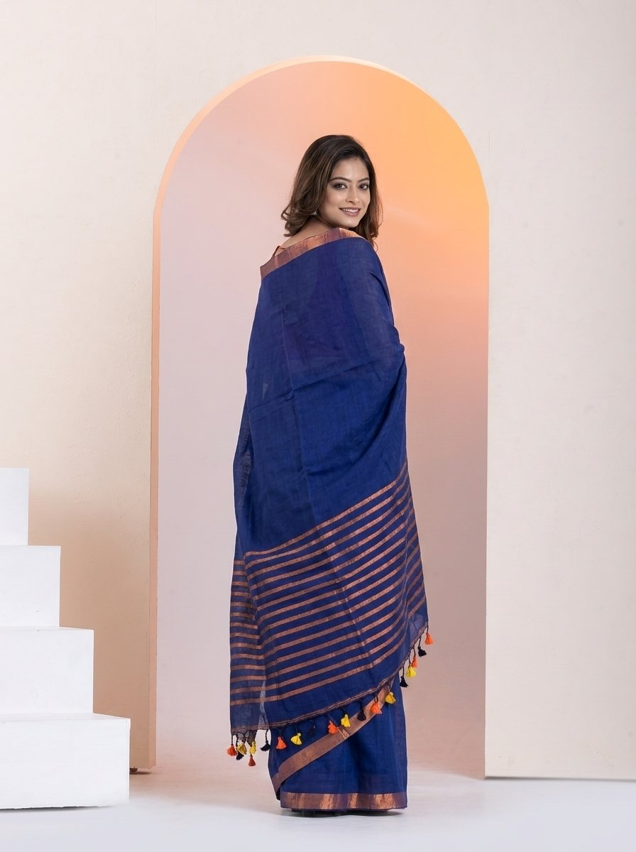 Women Linen Saree for Festive & Casual Wear - Image 2