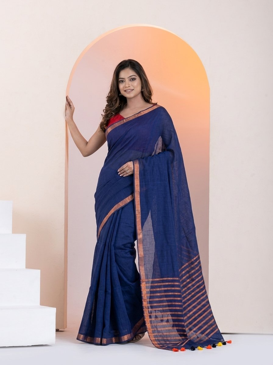 Women Linen Saree for Festive & Casual Wear