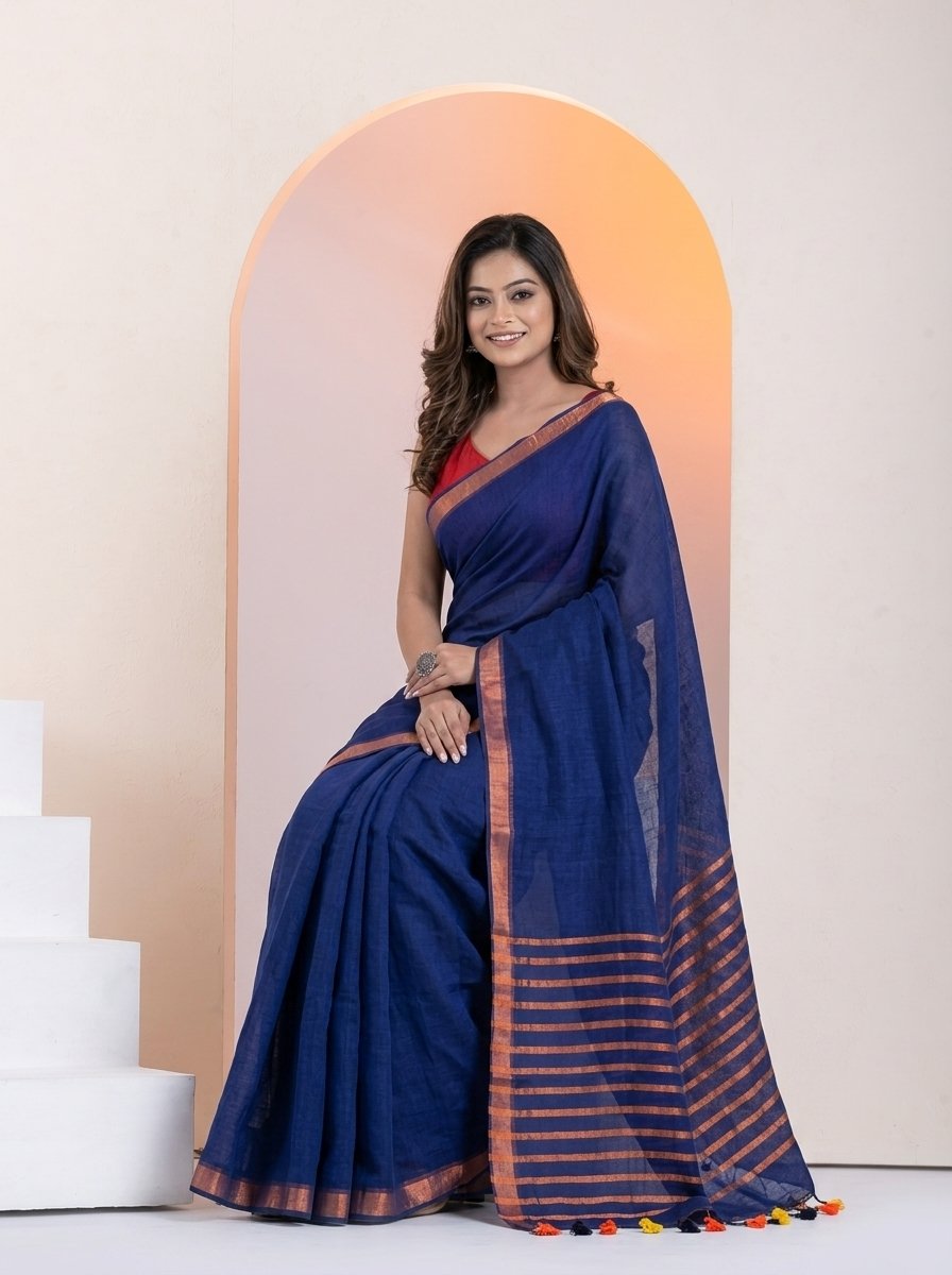 Women Linen Saree for Festive & Casual Wear - Image 5