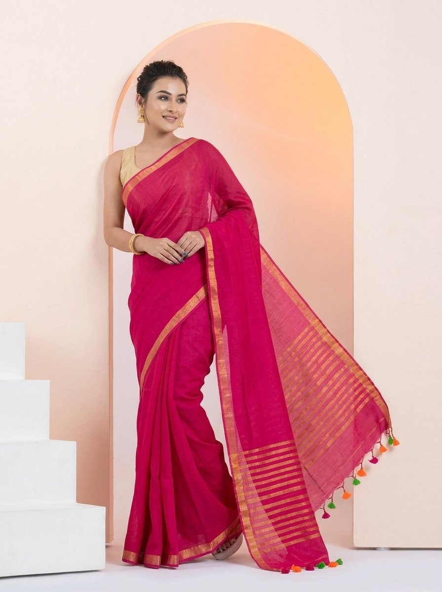 Women Linen Saree for Festive & Casual Wear
