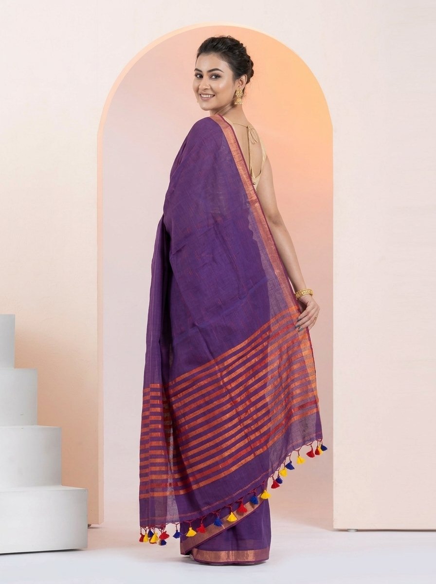 Women Linen Saree for Festive & Casual Wear - Image 2